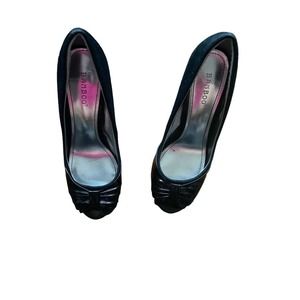 Bamboo Women's Black Faux Suede Stiletto High Heel Platform Shoes Size 8,5